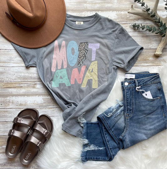 Pastel Leopard Bolt Montana Tee